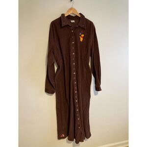 90's Vintage Brown Corduroy Pooh Bear Embroidered Maxi Dress Size 3X